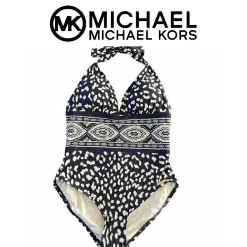 Michael Kors Navy White Print Cruise sz 4